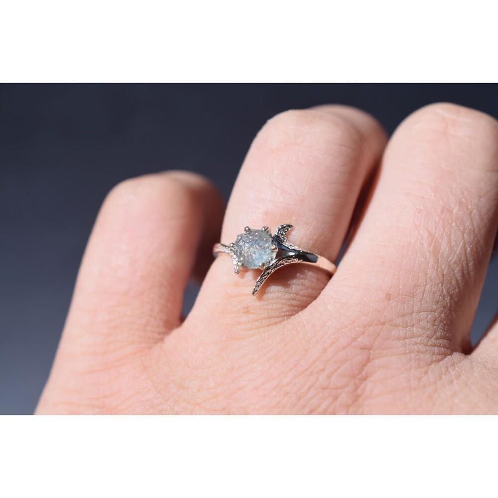 Sapphire Ring Vintage Engagement Montana Sapphire Raw Rough Blue Natural Sapphir